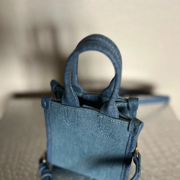 House of Rehab Fashion made me do it Micro shopper Blue Denim Tote Bag - Picture 8 of 16